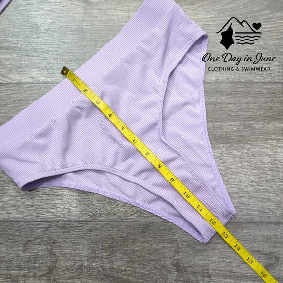 Charmleaks High Cut Crop Ribbed Bikini Swimsuit Size M - Picture 3 of 4